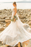 Classic Sleeveless Pearl White Wedding Dress With Appliques