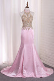 2024 Prom Dresses Mermaid See-Through Halter Beaded Bodice P5M8X1EA