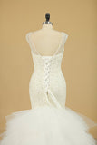 2024 Wedding Dresses V Neck Beaded Bodice Tulle Mermaid P3JR842H