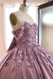 Ball Gown Off The Shoulder Tulle Quinceanera Dress With Lace Appliques Puffy Prom STIP3HM7KB3