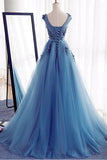 2024 Tulle Scoop With Applique And Sash Prom Dresses A Line PGXENT1P