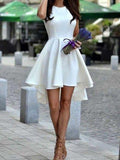 Short White High-Low Freshman Short Satin Cute Graduation Dress