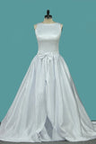 2024 Scoop Satin A Line Wedding Dresses With PCH6DCXX