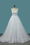 2024 Off The Shoulder A Line Tulle Wedding Dresses With Applique P6DPG73Q