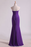 2024 Hot Purple Sweetheart Ruffled Bodice Floor Length Sheath Chifoon Evening P9TTSE97