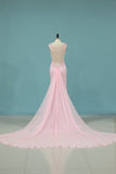 2024 Mermaid Scoop With Beading Court Train Prom Dresses Spandex PBBR1QMR