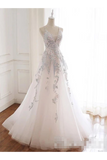 Beaded Spaghetti Strap Illusion V Neckline Wedding Dress With Colorful STIPH7CQTB3