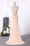 2024 Wedding Dresses V Neck Open Back Beaded Bodice PBAE6ZGQ