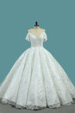 2024 Luxurious Satin Ball Gown Off The Shoulder Wedding Dress With Appliques PNFMX64Q