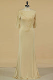 2024 Mother Of The Bride Dresses Bateau 3/4 Length Sleeve Spandex With PKR975BL