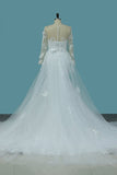 2024 Scoop Long Sleeves Mermaid Wedding Dresses With Applique Tulle PD3A6SK8