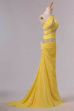 2024 One Shoulder Mermaid Court Train Chiffon Prom PNH3BP82