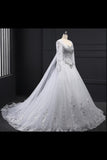 Sweetheart Wedding Dresses A Line With Beading Rhinestones Tulle Long Sleeves PSZXZKBT