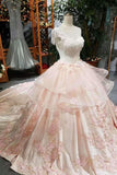 2024 Wedding Dresses One Shoulder Ball Gown Satin Lace Up With Appliques And PFS6AN8C