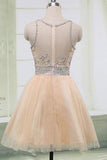 2024 New Arrival Scoop Neck A Line Tulle Homecoming Dresses PYMMLBQS