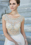 2024 Prom Dress Scoop A Line Floor Length Beaded Tulle Bodice With Chiffon P2CZ94EZ