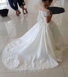 Lovely Cap Sleeves Appliques Ball Gown Little Flower Girl Dress, Off the Shoulder Baby Dress STI15257