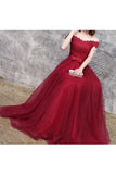 2024 Prom Dresses A Line Off The Shoulder Tulle With Applique PC3NQGHP