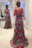 2024 Beautiful Prom Dresses Scoop Aline Rose Floral Embroidery Lace PGCESXH5