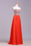 2024 Prom Dresses A-Line Sweetheart Chiffon Floor Length With PRLDN12B