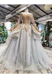 Ball Gown Wedding Dresses Scoop Top Quality Appliques Tulle Beading P1PA14JA