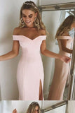 Off The Shoulder Pink Long Prom Dresses Evening Dresses PYJ9J63B