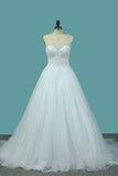 2024 Sweetheart A Line Tulle Wedding Dresses P2L2D251