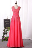 2024 Prom Dresses A Line Scoop Chiffon With Applique PYBZR8CF