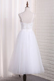 2024 Spaghetti Straps A Line Bridesmaid Dresses Tulle With PQZGF59X