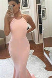 2024 New Arrival Sexy Open Back Halter Spandex Prom Dresses Mermaid PL49BAS7