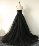 Charming Black Spaghetti Straps Sweetheart Tulle Evening Dresses, Formal STI20398