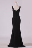 2024 Straps Bridesmaid Dresses Mermaid With Slit P9DLX73N