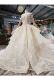 Ball Gown Wedding Dresses Scoop Long Sleeves Top Quality Appliques PP3D3NQ3