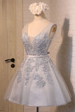 2024 New Arrival A Line Straps Tulle & Appliques Homecoming Dresses PZXC69QQ