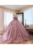 Ball Gown Off The Shoulder Tulle Quinceanera Dress With Lace Appliques Puffy Prom STIP3HM7KB3