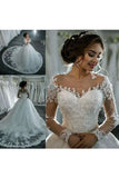 2024 New Arrival Long Sleeves Tulle Wedding Dresses Scoop Neck PC5MCC9N