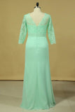 2024 3/4 Length Sleeve Mother Of The Bride Dresses V Neck Chiffon With PJL3THQC