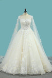 2024 Tulle A Line Scoop Wedding Dresses With Beading Chapel P7ZP5ETR