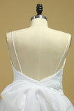 2024 Wedding Dresses A-Line Spaghetti Straps Court Train Organza With Removable Sash Zipper Back PYZNR8Y9