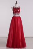 2024 Prom Dress A Line Scoop Floor-Length Two-Piece Tulle P14XY3JD