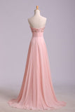 2024 New Arrival Prom Dresses A Line Sweetheart Sweep/Brush Chiffon With P9GNELBG