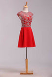 2024 Unique Homecoming Dresses A Line Scoop Short/Mini With P68251CZ