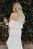 Mermaid Off The Shoulder Satin Wedding Dress With Slit PNT7ZJBD