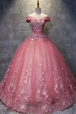 Off The Shoulder Long Ball Gown Lace Princess Prom Dresses PF4YC71F