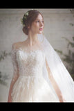 Wedding Dress With 3/4 Sleeves And Appliques PLQLKYGK