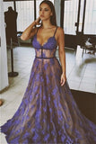 2024 Prom Dresses A Line Spaghetti Straps Tulle With Applique P4EF88SR