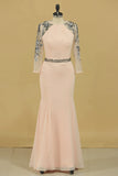 2024 Mermaid Scoop 3/4 Length Sleeves Evening Dresses Mermaid Chiffon With PPHDH699