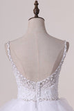 2024 Spaghetti Straps Wedding Dresses A-LINE With Applique PKR1K74Z