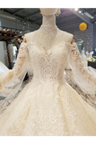 Count Train Princess Wedding Dresses Sweetheart Long Sleeves Ball Gown Wedding STIPJ37M9KE