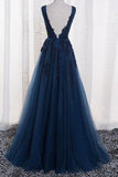 2024 New Arrival V Neck Tulle With Applique And Sash A Line P33L1JTP